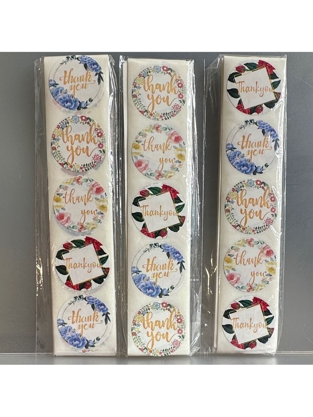 300 1 Inch Elegant Floral Thank You Sticker Set